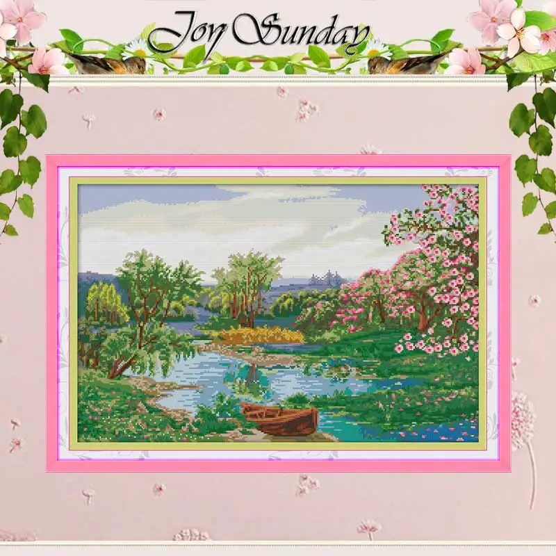 The Spring Of The Creek Patterns Counted Cross Stitch Set DIY 11CT 14CT 16CT Stamped DMC Cross-stitch Kit Embroidery Needlework