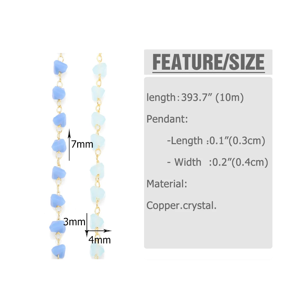 OCESRIO Trendy 10M Handmade Elegant Blue Ctystal Chain for DIY Jewelry Gold Plated Copper New Design Jewelry finding cana031