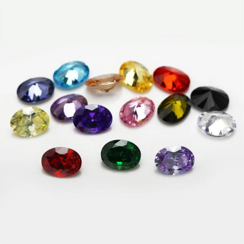 15 Colors/Lot 5A Oval Cubic Zirconia Loose Stones 2x3~13x18mm Olive , Garnet, Pink Synthetic CZ Gems For Jewelry DIY Making