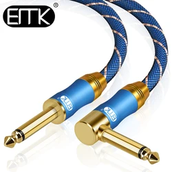 EMK Right Angle Mono 6.35mm1/4'' Audio Cable Male to Male Jack Cable Instrument Cable for Electronic Guitar Bass Keyboard 5m 10m