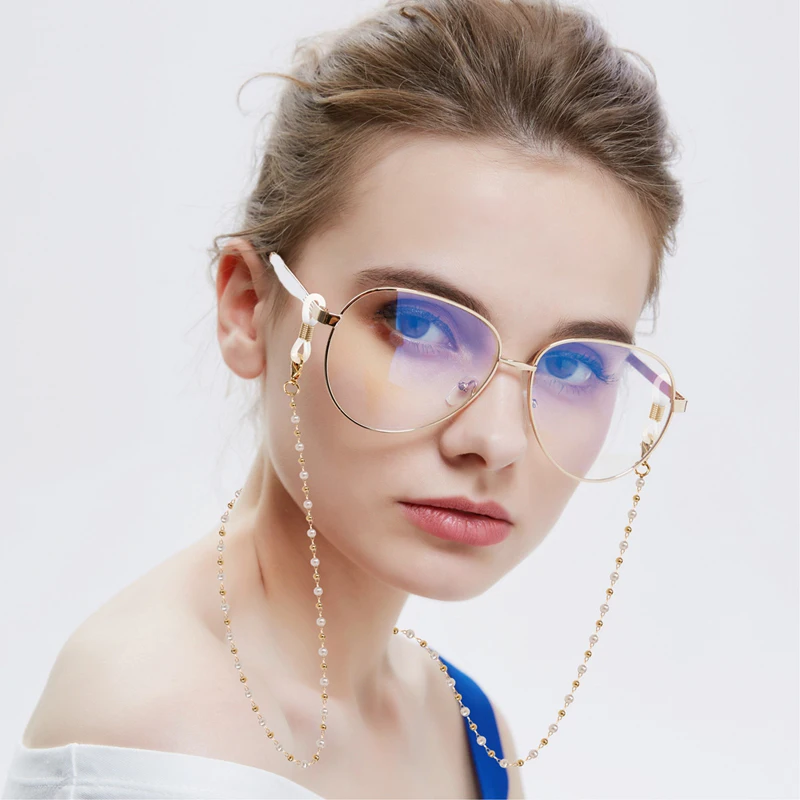 New Trendy Stackable Glasses Chain for Women Korean Fashion Beads Anti-Lost Lanyard Mask Chain Necklace Pearl Crystal Holder