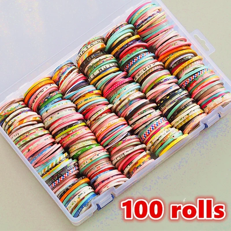 100 Rolls Washi bant seti, folyo altın sıska dekoratif maskeleme Washi bantlar, 2-6MM geniş DIY maskeleme bandı, bazı bantlar bir yinelenen