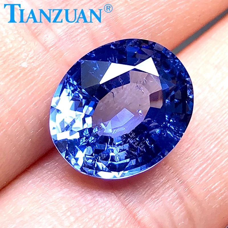 lab grown sapphire oval shape thailand cut light blue Imitating sapphire synthetic gemstone stone with inculsions loose stone