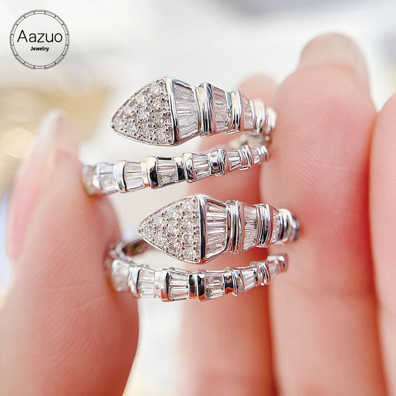 

Aazuo 18K Orignal White Gold Natural Diamonds 0.50ct Hot Sale Animal Snake Ring for Woman Fashion Gift For Woman Birthday Party