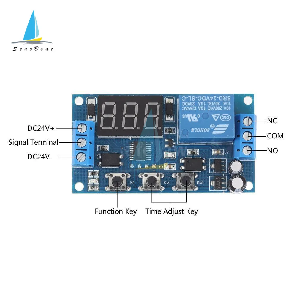 DC 12V 24V LED Digital Time Delay Relay Module Board Timing Control Programmable Timer Switch Trigger Cycle Module With Case