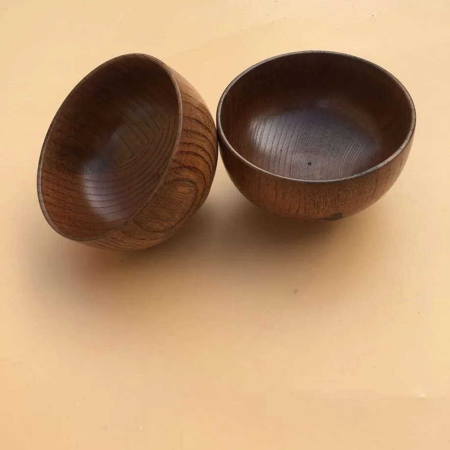 60pcs 9.5cm Handmade Wood Bowl Lightweight Easy to Clean for Rice, Soup, Dip, Coffee, Tea, Decoration