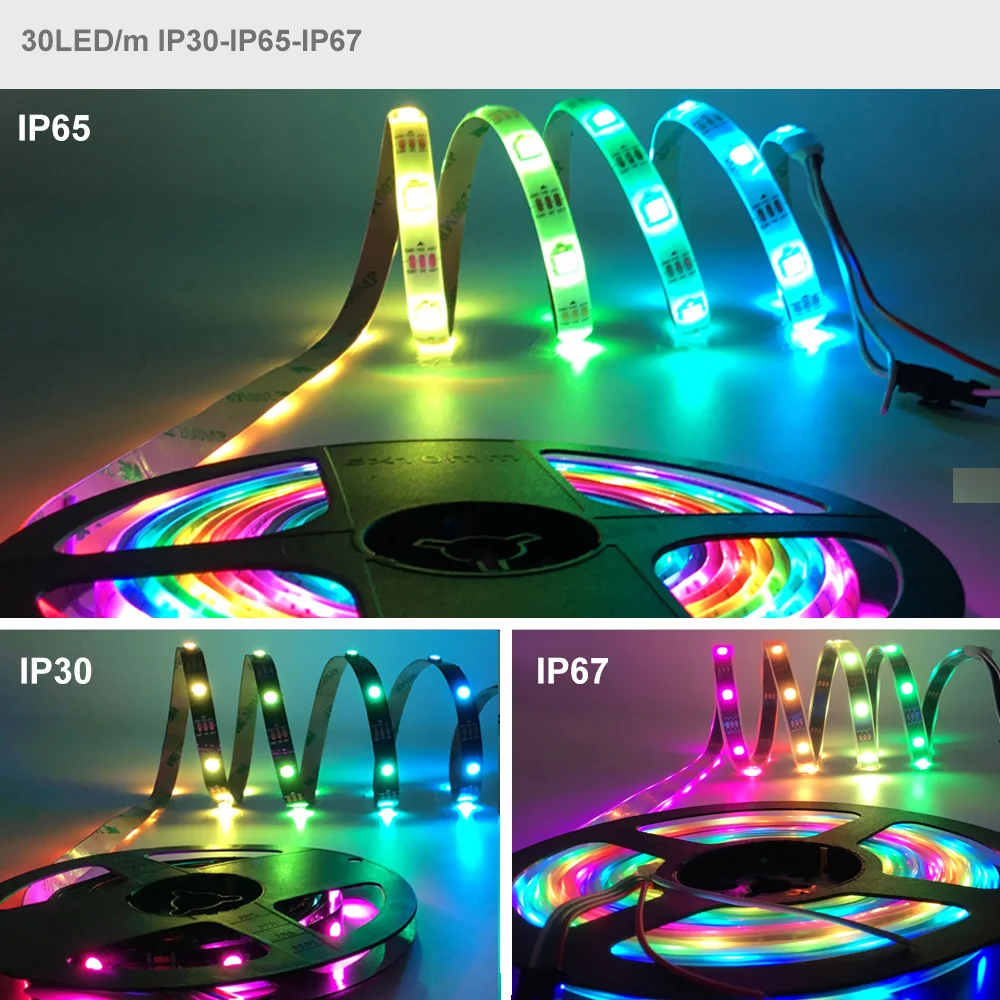 5V WS2812B Led Strip Light Addressable RGB LED Lights WS2812 Smart Led Tape Waterproof For Room Decor IP30/65/67