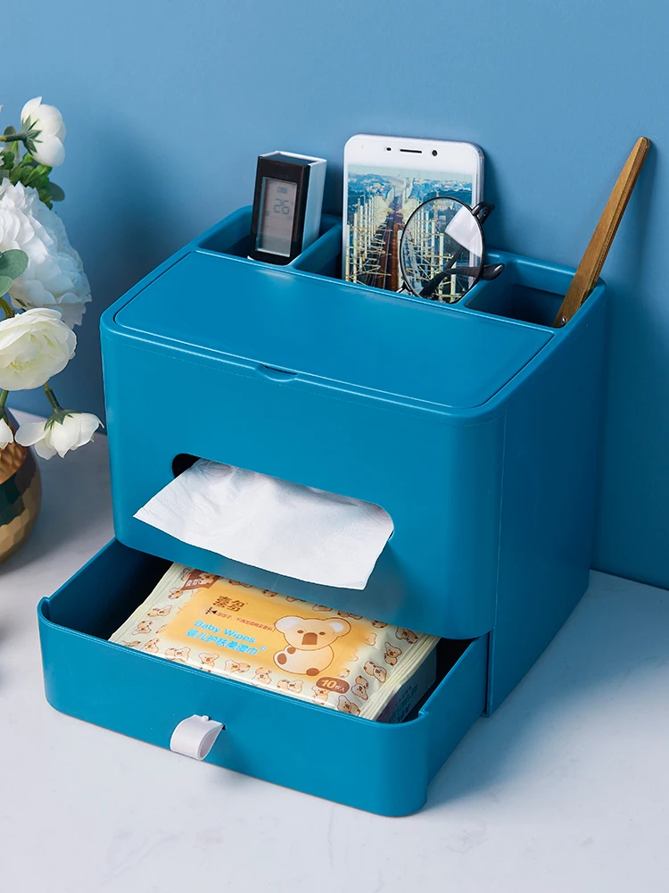 

Multifunctional Creative Drawer Tray for Girls, Desktop Remote Control Storage Tissue Box