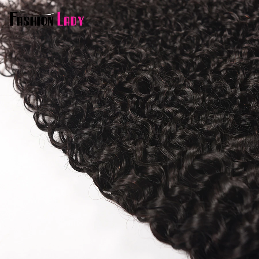 Fashion Lady-extensiones de pelo ondulado brasileño, accesorio capilar rizado Pre coloreado con cierre, no remy, 1b #