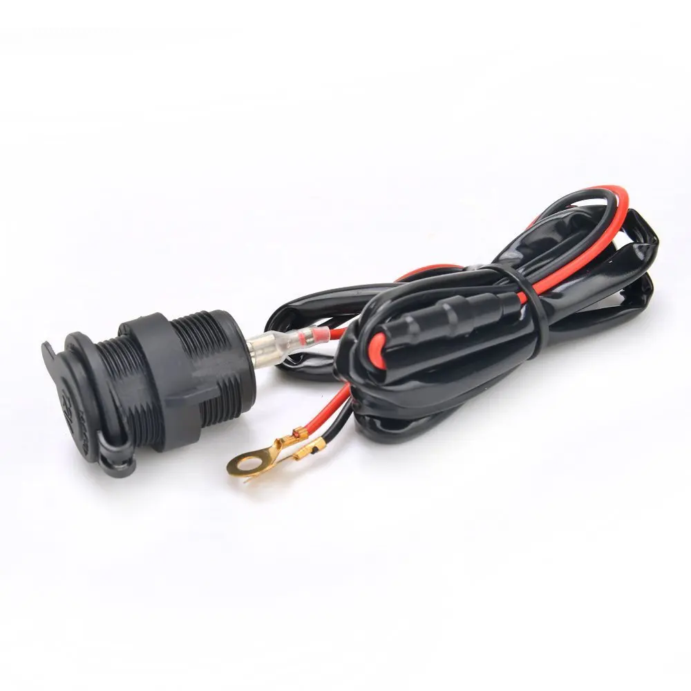 

Waterproof 12V-24V Car Motorcycle Female Cigarette Lighter Power Socket Outlet with 1.5M Fuse Line Wire for GPS Cellphone MP3