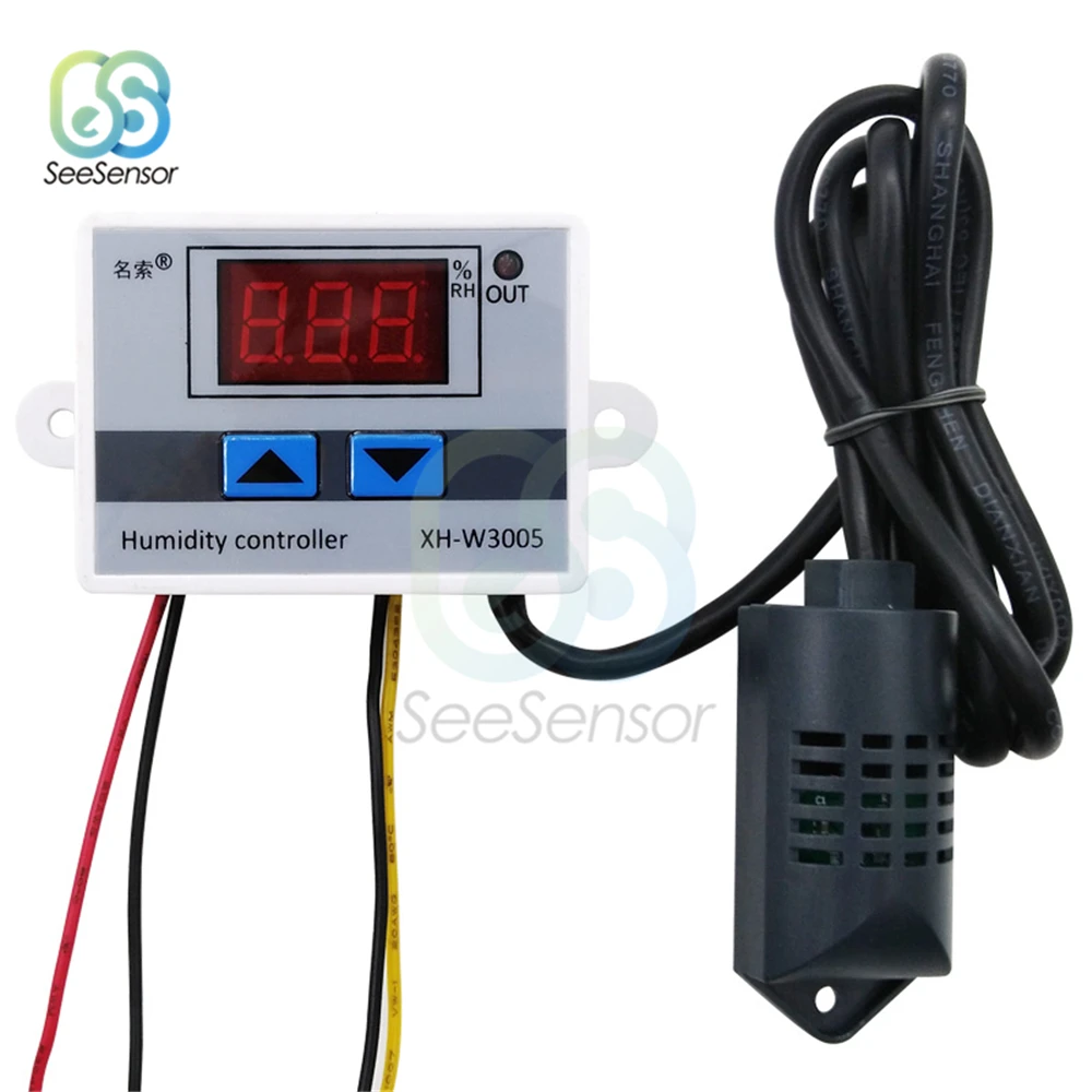 

XH-W3005 Digital Humidity Controller 12V 24V 220V Hygrometer Humidistat Humidity Control Switch Regulator with Humidity Sensor