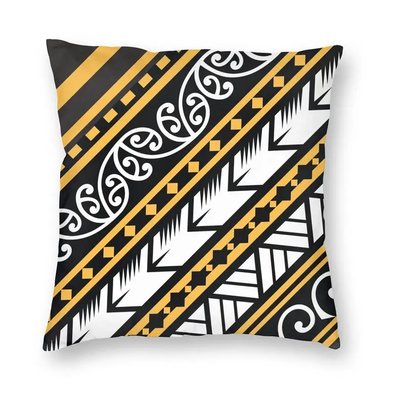 

Traditionally Yellow And Black Maori Design From New Zealand Pillow Case Home Decoration Nordic Cushion Cover Square Pillowcase