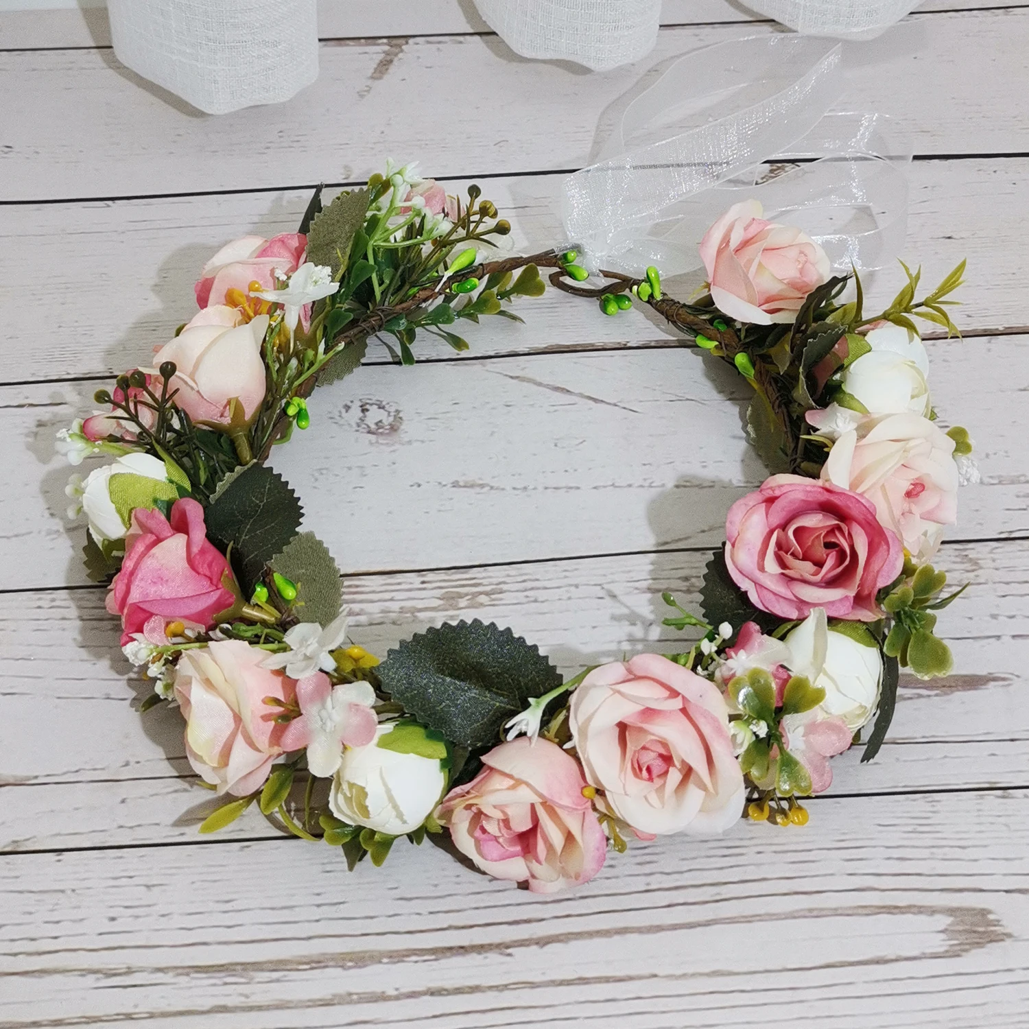 

Women Wedding Flower Crown Festival Headband Women Hair Accessories Headdress Girls' Floral Garlands Bridal Flower Headwear