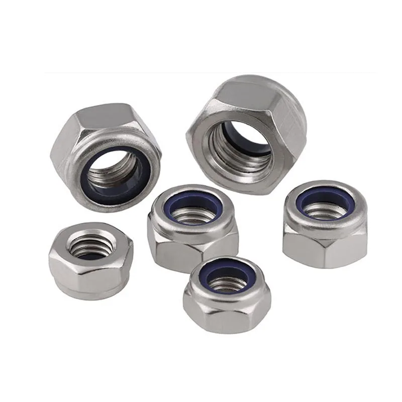 2/5/25pcs M2 M2.5 M3 M4 M5 M6 M8 M10 M12 M16 304 Stainless Steel Black Hex Nylon Insert Lock Nut Self-locking Nylock Nut Locknut