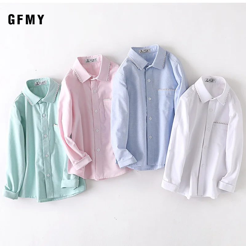 2021 Autumn New Shirts Boys Classical 100% Cotton Long-Sleeve Shirts Kids Children 4 Year-14 Years Teen Tops