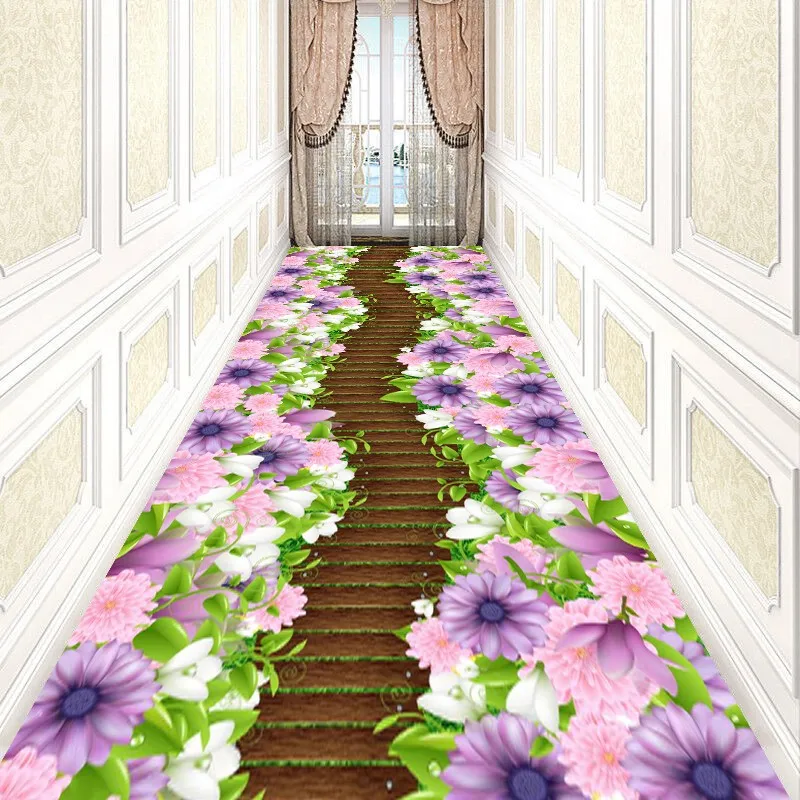 Reese Flower Clusters Long Veranda Lobby Carpets Living Room Porch Anti Slip Wedding Rugs Stairway Hallway Corridor Aisle Hotel