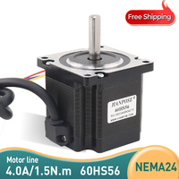 1PCS 60 stepper motor 60HS56 1.8 degrees 4.0A 1.5N.M torque  4-lead For 3D Printer Monitor Equipment Nema24 Stepper Motor