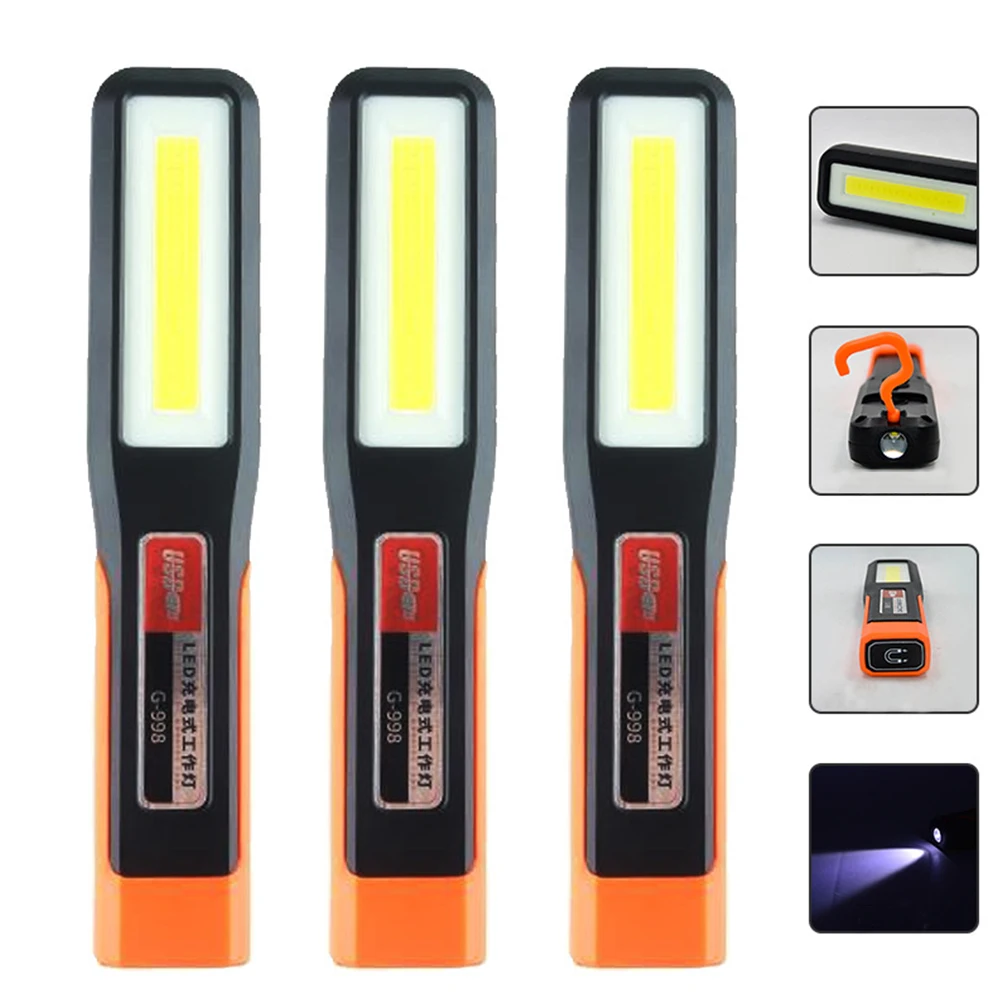 Powerful COB LED Work Light Car Garage Mechanic Lamp USB Rechargeable Flashlight Magnetic Torch Emergency Light Warning Light