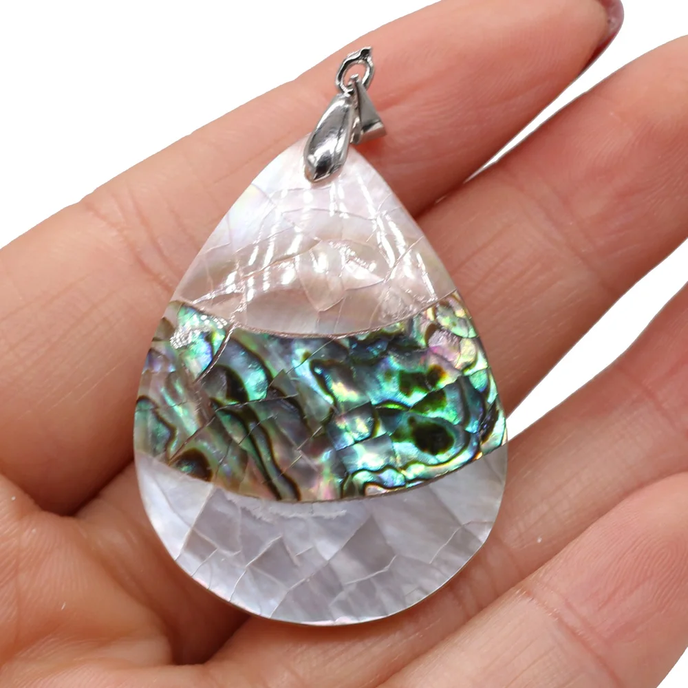 Natural Shell Pendant Mother of Pearl Splicing Abalone Shell Exquisite charms For jewelry making DIY Necklace accessories50X30mm