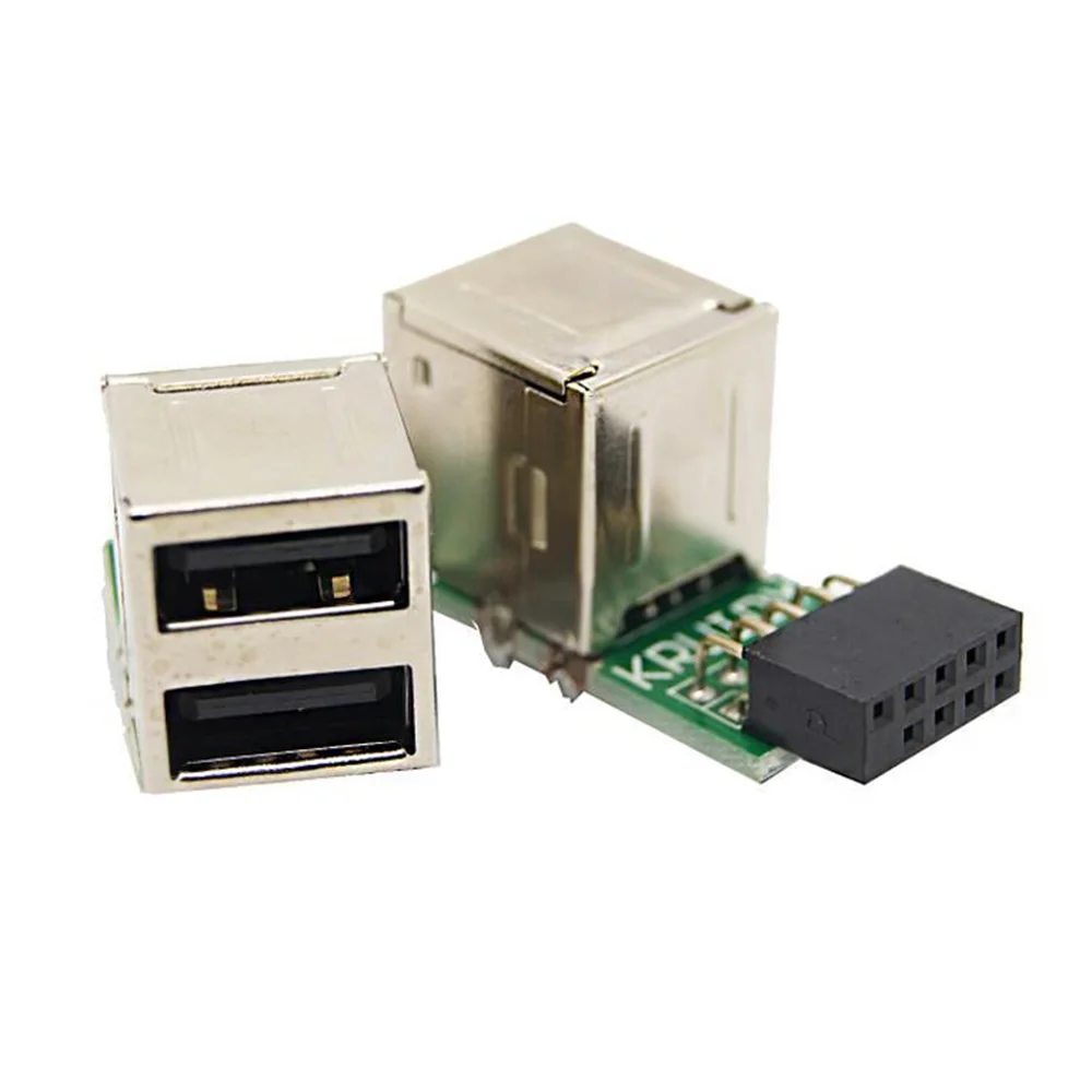 9pin اللوحة إلى 2 منافذ USB 2.0 المزدوج USB شاحن أنثي محول لوحة دارات مطبوعة بطاقة موسع موصل الداخلية