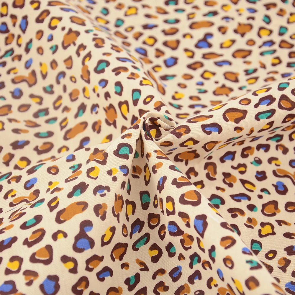 Teramila Leopard Pattern Print Arts Craft Twill Cotton 100% Fabrics for Sewing Cloth by Per Half Meters Handmade Dress Patchwork