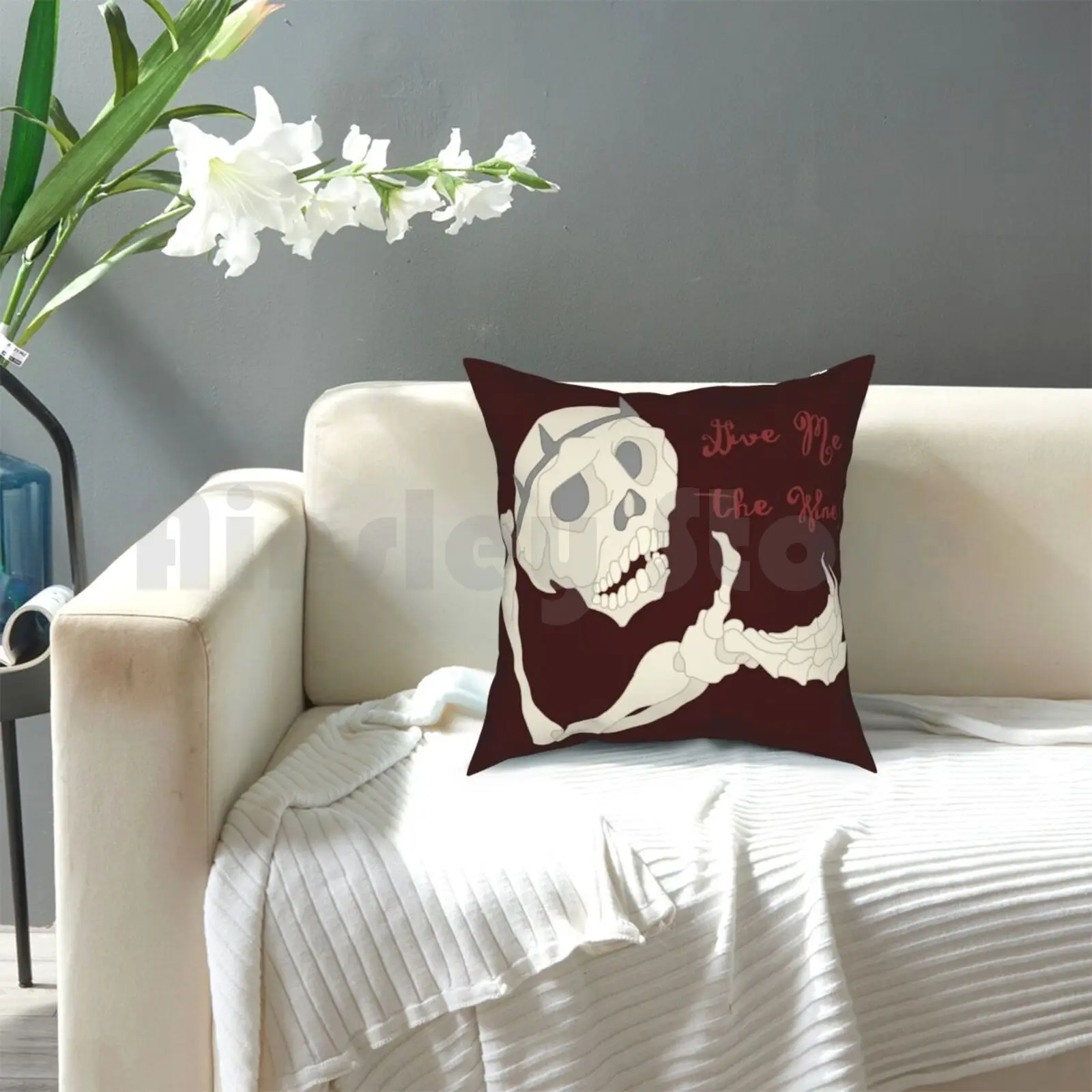 كيس وسادة النبيذ المطبوع المنزلي وسادة رمي ناعمة Thelastunicorn The Last Unicorn Skeleton Wine