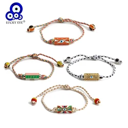 Lucky Eye Colorful Thread Rope Braided Charm Bracelet Adjustable Copper Turkish Evil Eye Bracelet for Women Girls Jewelry BE374