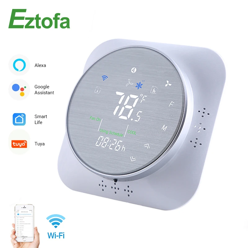 WiFi Smart Heat Pump 24V Thermostat Temperature Controller Smart Life/Tuya APP Remote Control,Works with Alexa Google Home