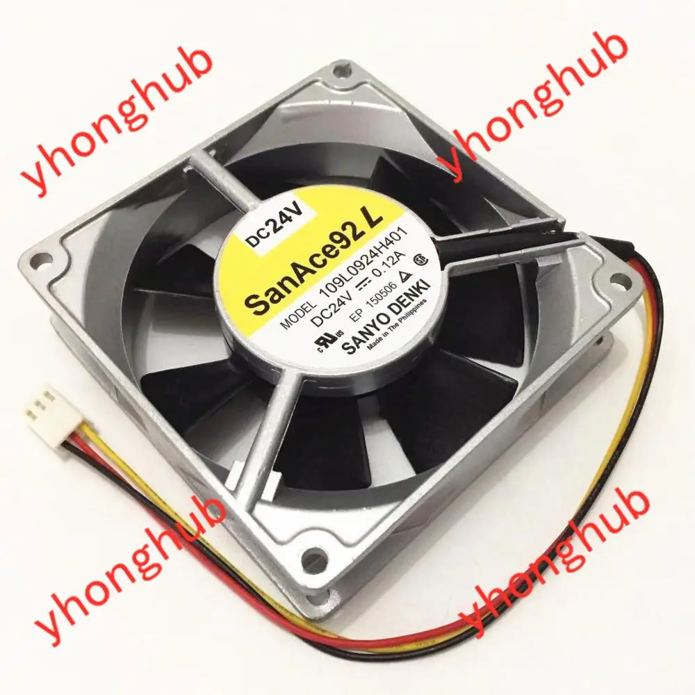 

SANYO DENKI 109L0924H401 DC 24V 0.12A 90x90x25mm Server Cooling Fan