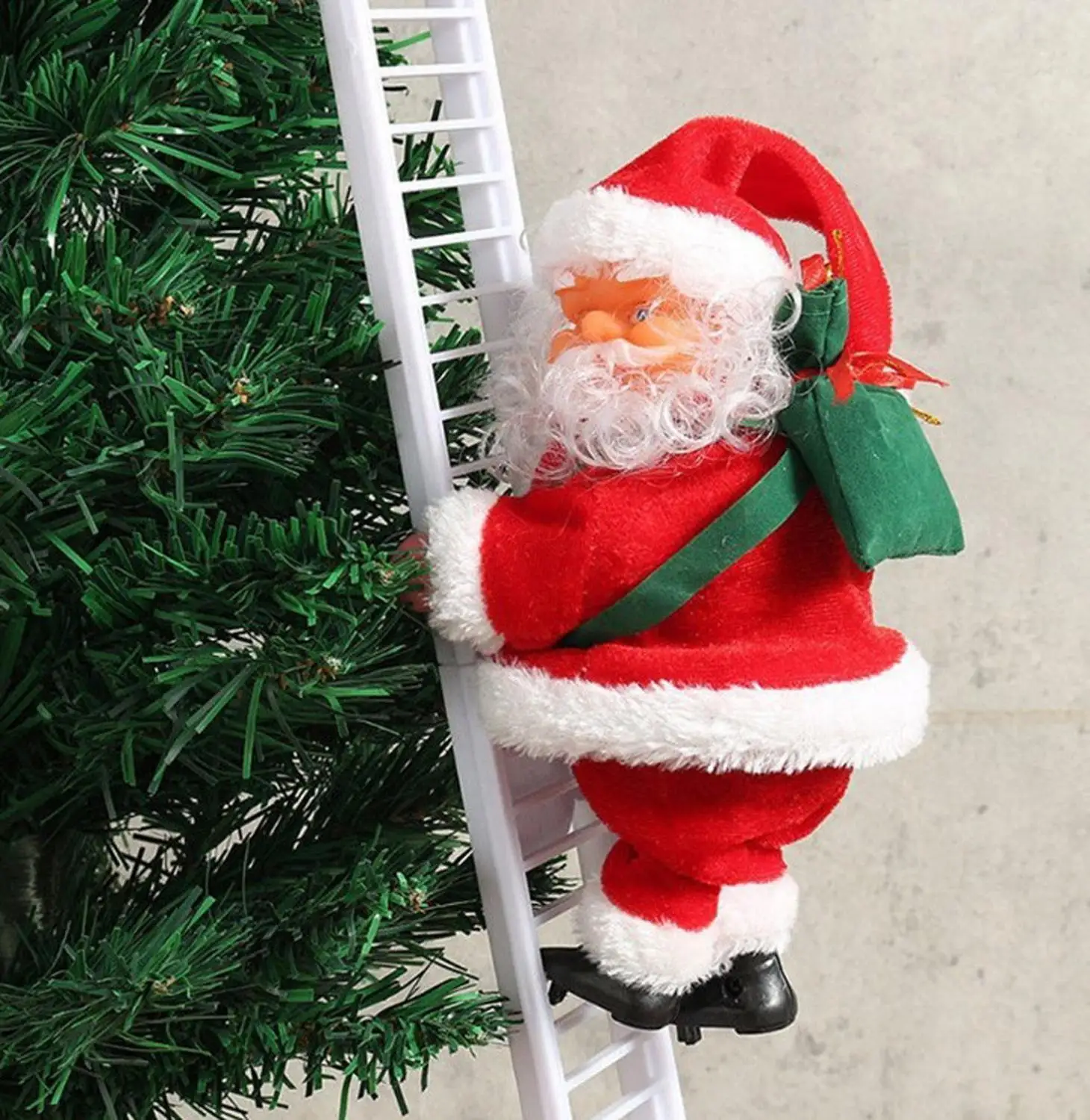 2020 Santa Claus Climbing Ladder Electric Santa Claus Doll Christmas Tree Hanging Ornament Outdoor Indoor Door Wall Decoration