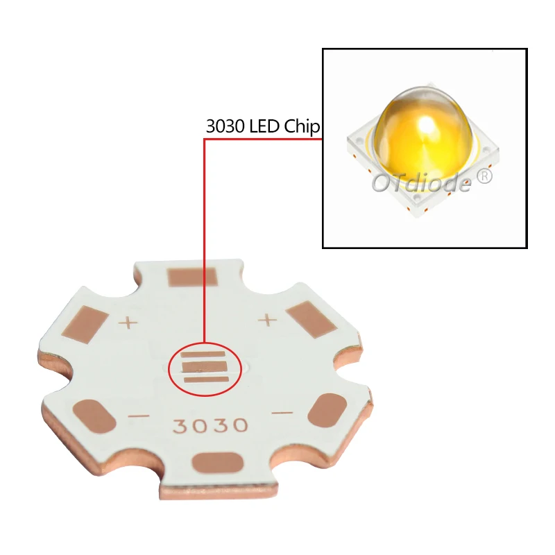 5PCS 3030 P7 Copper PCB Board 20mm 16mm Plate For 1W 3W 5W LED Plate Radiator Heatsink For DIY Lamp Flashlight Parts