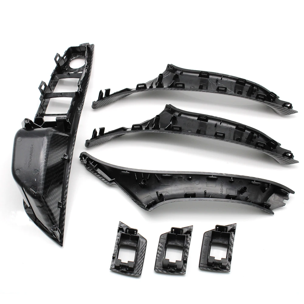 9 farben Links Stick LHD Beige Schwarz Carbon Faser Auto Innen Türgriff Pull 7PCS Set Für BMW 5 serie F10 F18 523 525 528 – Detail 17