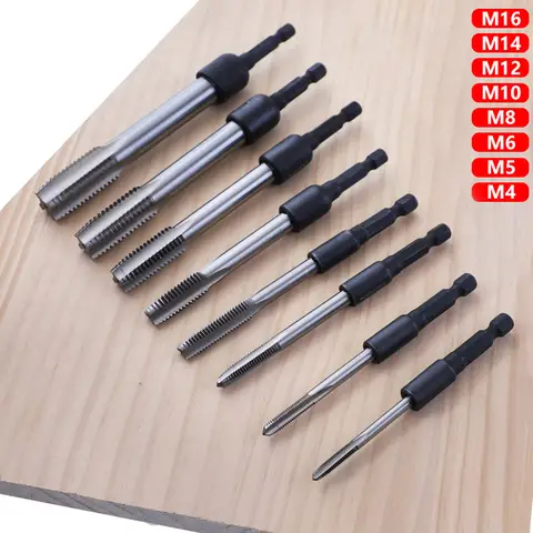M4-M16 탭 다이 소켓 어댑터 합금강 에어 배치 1/4 금형 제조 자동 수리용 육각 섕크 스레딩 도구