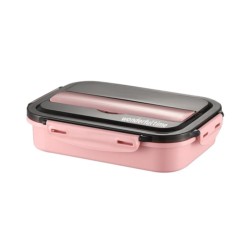 

Stainless Steel Lunch Box Student's Four Compartment Plastic Sealed Overflow Proof