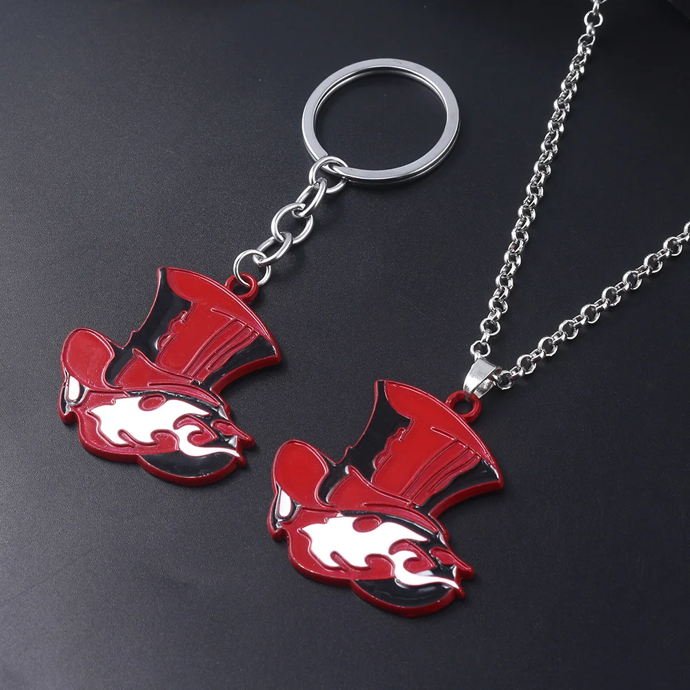 Game Persona 5 P5 Keychain Take Your Heart Logo Red Hat Key Chain for Women Men Car Keyring Choker Souvenir Gift