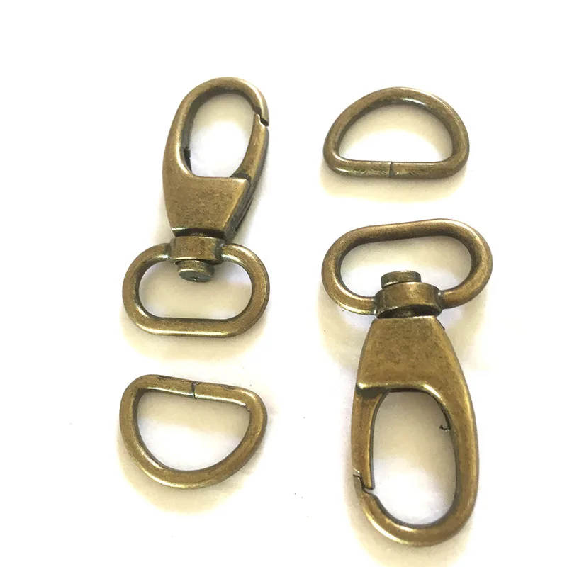 

30 Sets 3/4 inch (20mm) , 1 inch (25mm) inside Lobster Swivel Clasps & D rings Old Gold Finish