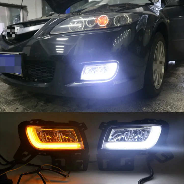 2pcs For Mazda 6 Mazda6 2013-2016 LED DRL Daytime Running Light Daylight Waterproof Turn Signal lamp