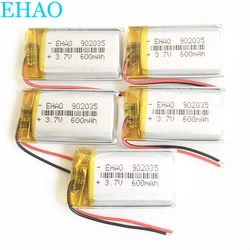 5 sztuk EHAO 902035 3.7V 600mAh litowo-polimerowa LiPo akumulator wymienić komórki dla Mp3 DVD E-book zestaw słuchawkowy bluetooth