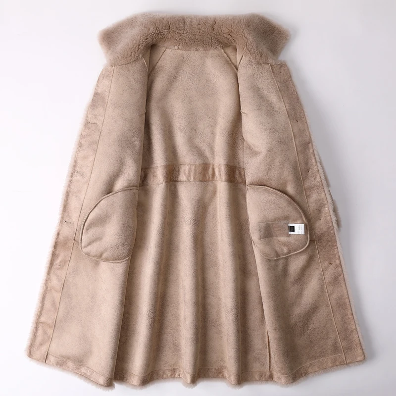 Real Fur Clothes Sheep Shearing Coat Women Winter Jackets Long Coats Female Slim Lamb Fur Coat Vintage Clothing LWL1354