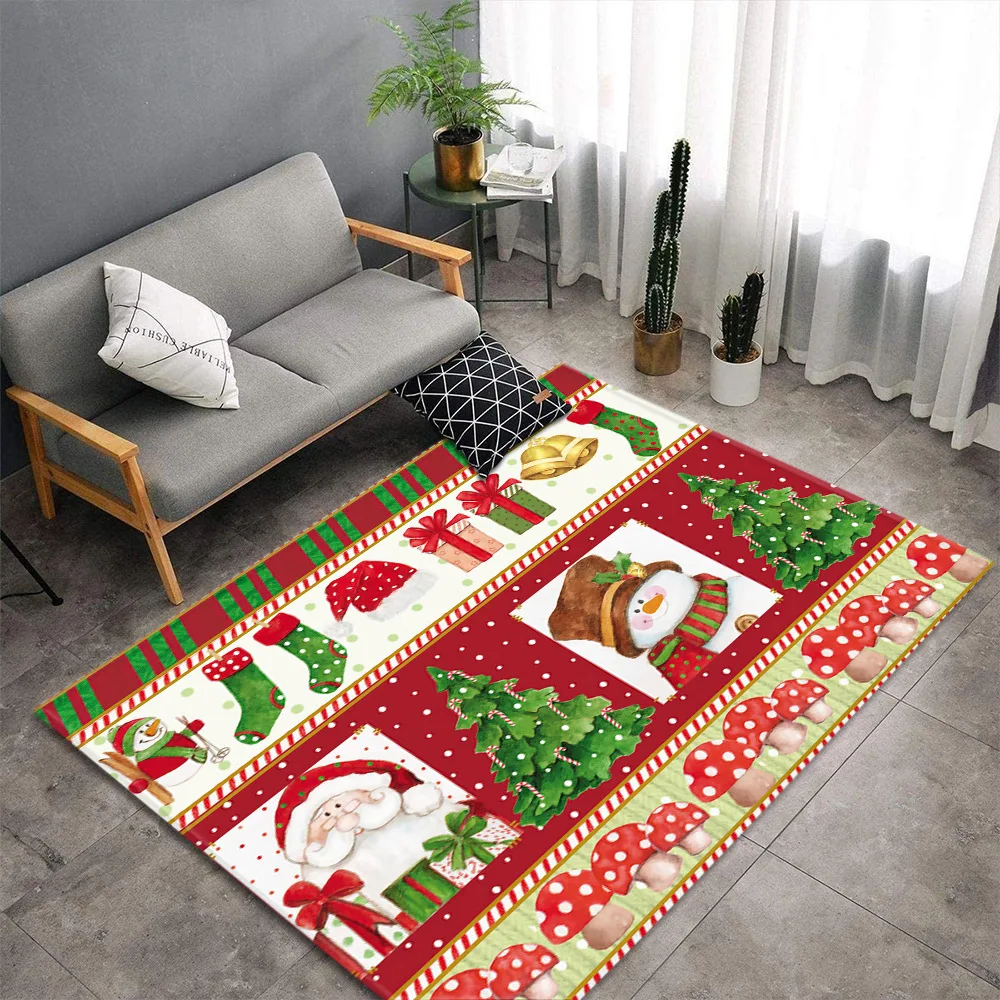 Merry Christmas Carpet Cartoon Kids Bedroom Play Area Rugs Soft Flannel Santa Tree Gifts Floor Mats Xmas Carpets for Living Room