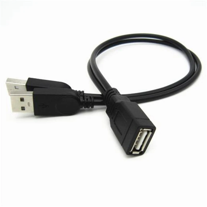 30cm USB Y Computer One Point Two Data Power Cable, Dual USB Y Extension Charging Cable, USB2.0-A Female to 2 A Male Distributor