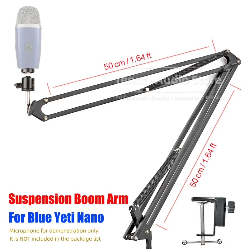 

For Blue Yeti Nano Desktop Suspension Boom Arm Pro Microphone Stand Tabletop Clamp Clip Scissor Holder Mount Recording Mic Rack