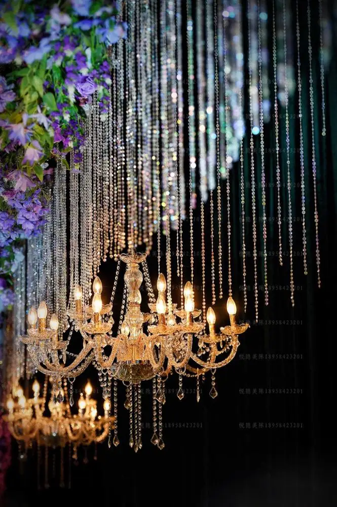 1meter ) classic iridescent diy acrylic decorative roll beads garlands for wedding stage decoration senyu2042