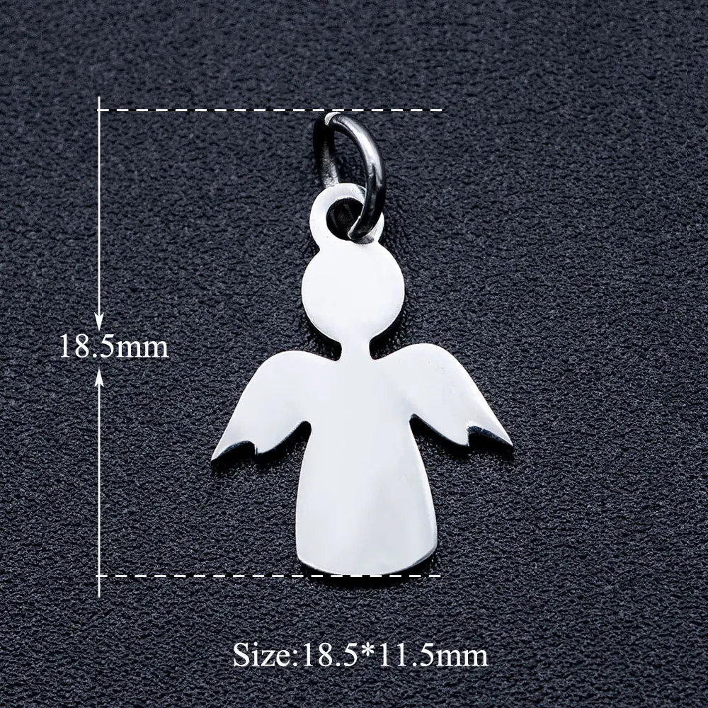 10pcs/lot Hollow Feather Charms Wholesale 316 Stainless Steel DIY Angel Wing Cupid Connectors Charm Bohemia Jewelry Pendant