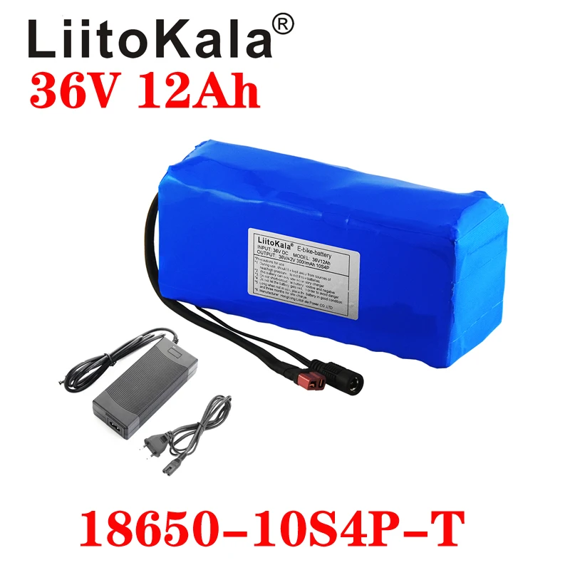 LiitoKala 36V 12AH Electric Bike Battery Built in 20A BMS Lithium Battery Pack 36 Volt with 2A Charge Ebike Battery