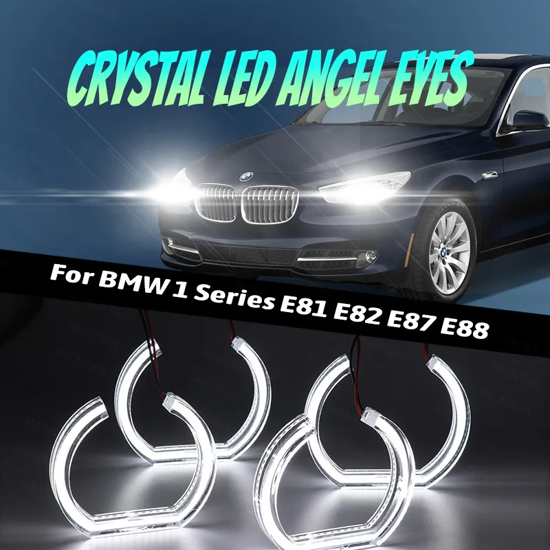 

DTM U Shape Light Crystal Halo Ring LED Angel Eyes Kit Day Light for BMW 1 Series E81 E82 E87 E88 Halogen Headlight 6000K White