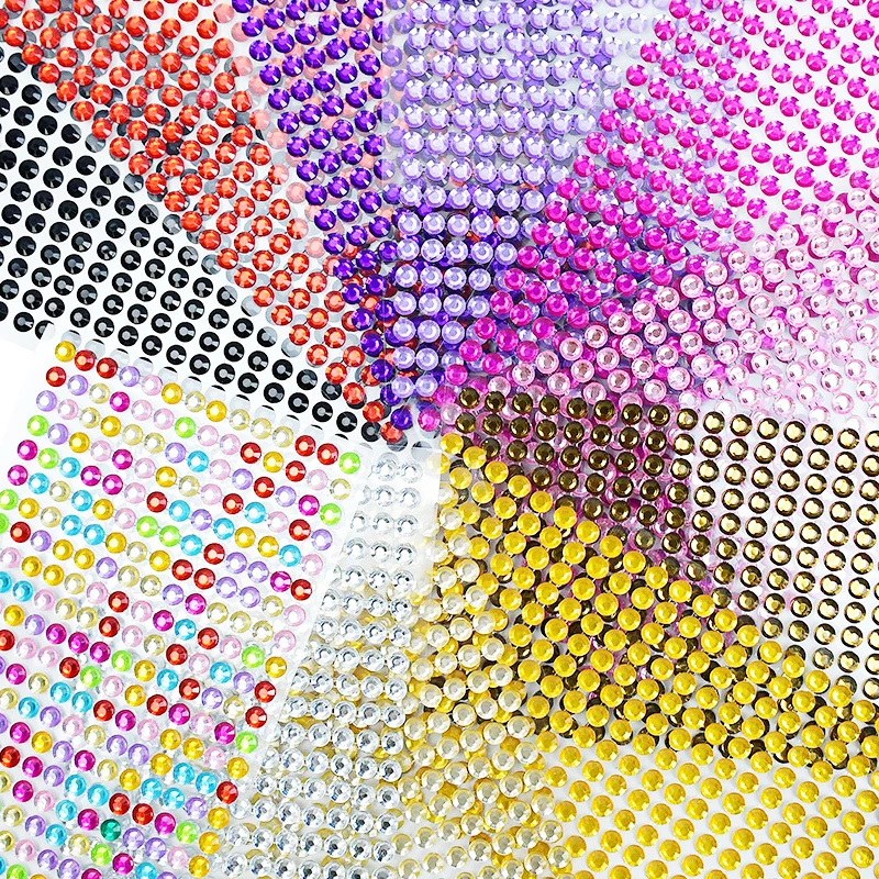 1040pcs/Sheet Mobile PC Diy Acrylic Decals Glitter Bling Rhinestone Self Adhesive Scrapbooking Car Art Sticker Bags Shoes Decor