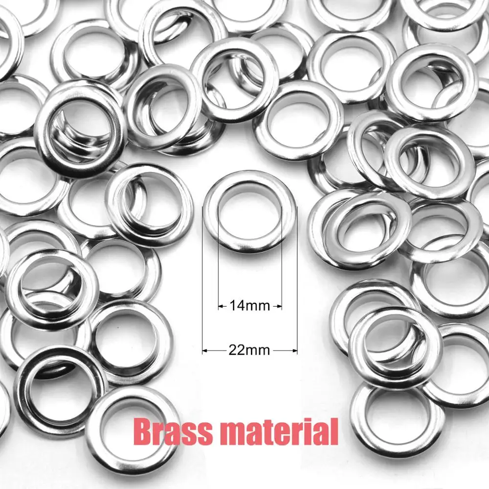 KALASO 30sets 14mm Brass Material Big Size Silver Color Grommet Eyelet With Washer Fit Leather DIY Craft Shoes Belt Cap