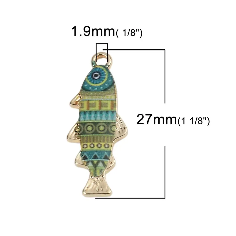 DoreenBeads Fashion Japanese Style Fish Charms For Jewelry Making Ocean Animal Enamel Necklace DIY Findings 27 x 11mm, 10 PCs