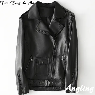 

Top brand Spring 2020 Women Genuine Real Sheep Leather Jacket H40 high quality